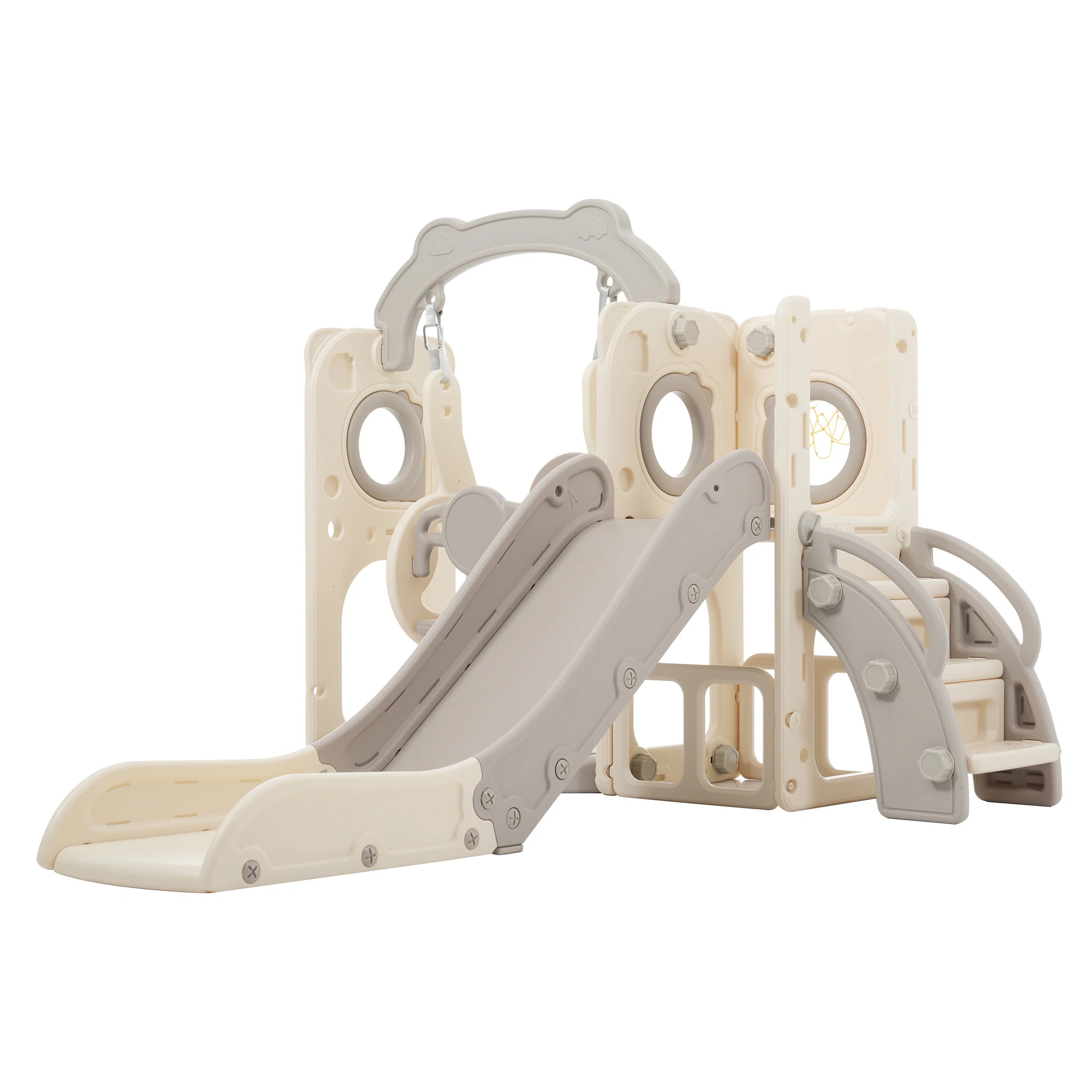 キッズパーク D滑り台 大型遊具 すべり台 遊具 組立簡単 バスケットゴール 1-5歳 室内 室内遊具 【グレー スウィング 女の子 キッズ 屋内 すべりだい 折りたたみ可能 男の子 家庭用 ブランコ