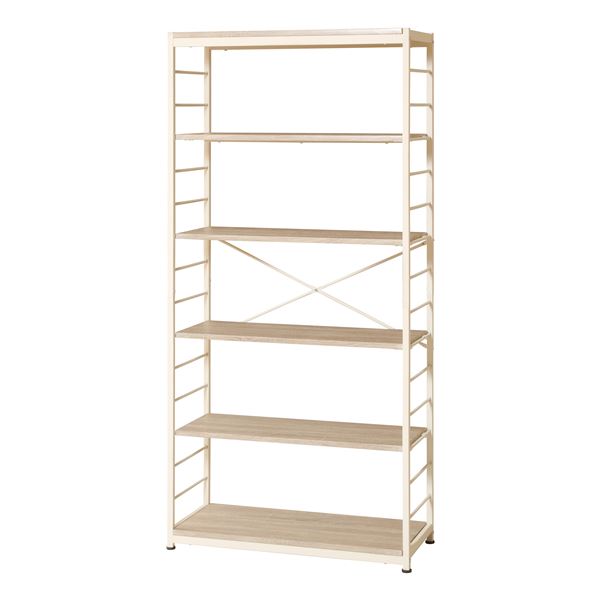フリーラック6段 （ナチュラル） ラック シェルフ 本棚 書棚 棚 可動棚 組立品