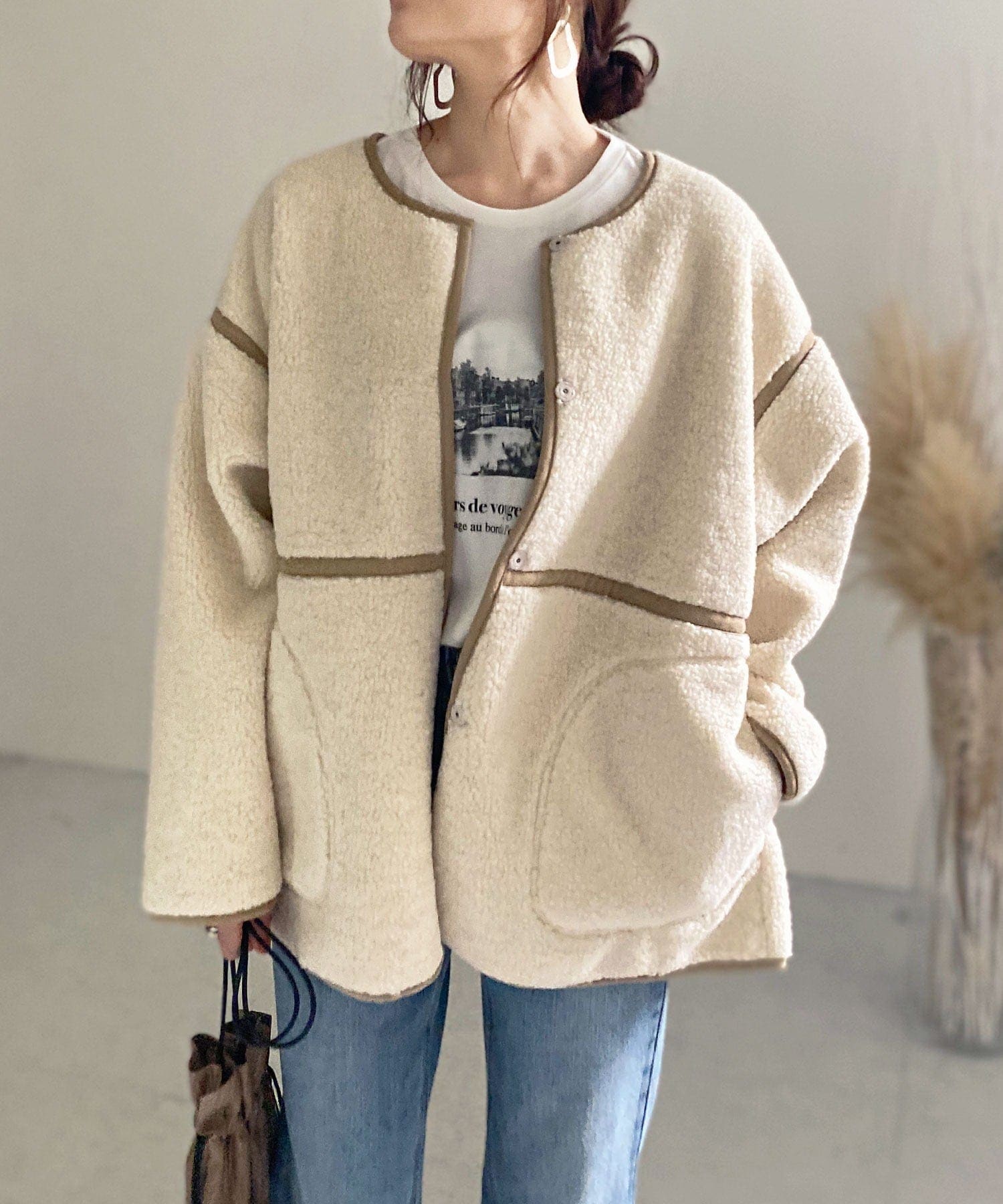 2025韓国ファッショボアジャケット レディース 秋冬ファーコートアウター防寒可愛い ジャンパーブルゾン人気ボアアウターキルティングアウター