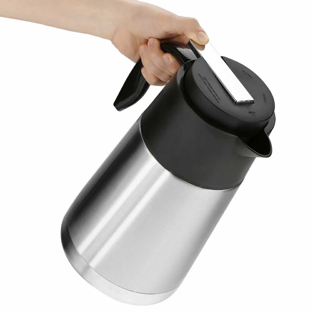 電気ケトル 車中泊 車載用 ポット DC 12v/24v選び 1.3L 湯沸かし器 ヒーティングカップ　車　ステンレス鋼 シガーライター 加熱ケトル 充電ケーブル付 トラック用品 カー用品 便利グッ