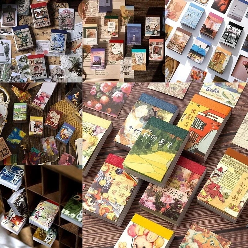 10pscグループ・バイ豆本 福袋 点 60+種類ランダム レトロ 和風 豆本 シール　ステッカー　デコ コラージュ素材　フォトシール　インスタ風 23,924円