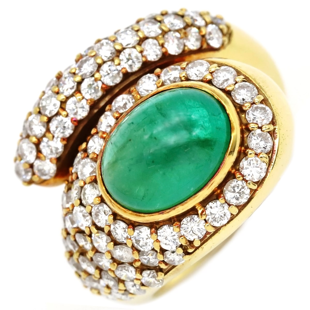 リング 指輪 エメラルド ダイヤモンド リング K18YG エメラルド ダイヤモンド イエローゴールド グリーン 緑 750 12号【中古】