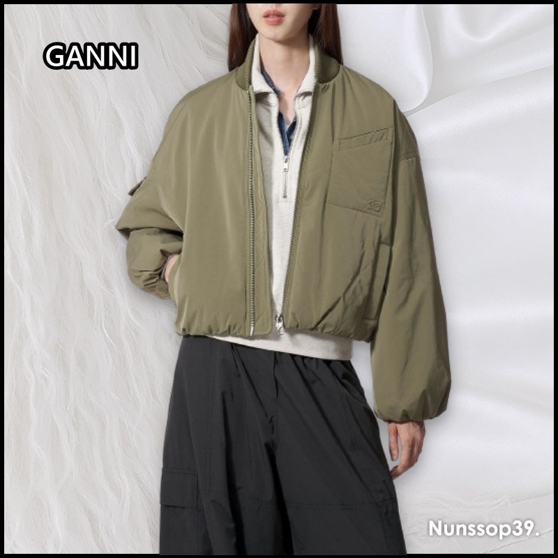 GANNI F9282 861 オーバーサイズ ボンバー ジャケット