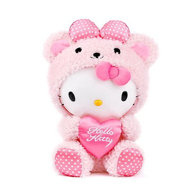 美品レアハローキティ　ハートピンクベア Qoo10] ハローキティ ピンクハートベア 38cm : おもちゃ・知育