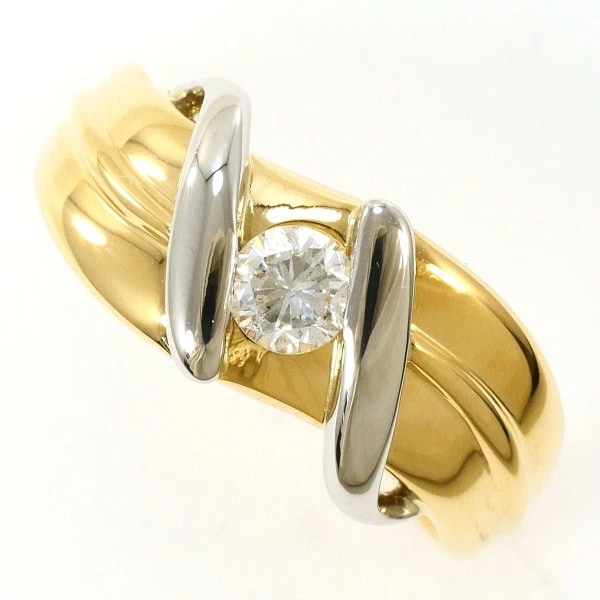 PT900 プラチナ K18YG リング 指輪 11号 ダイヤ 0.22 鑑別書 ジュエリー 中古