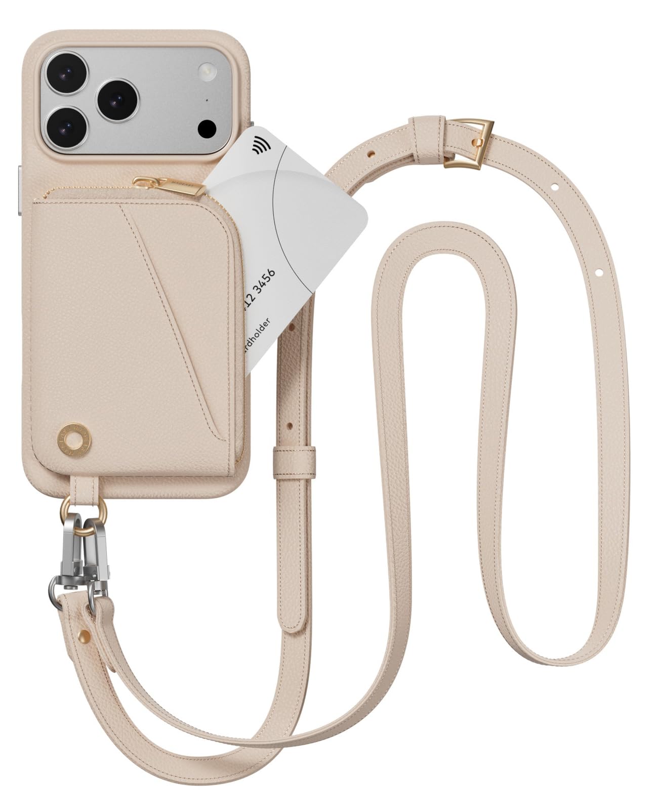 【MagEasy】 iPhone 17 Pro Max 対応 ケース ショルダー ストラップ 付き カード入れ 合成 皮 革 スマホケース カード 収納 ポーチ付き 財布 頑丈 ショルダーケース [