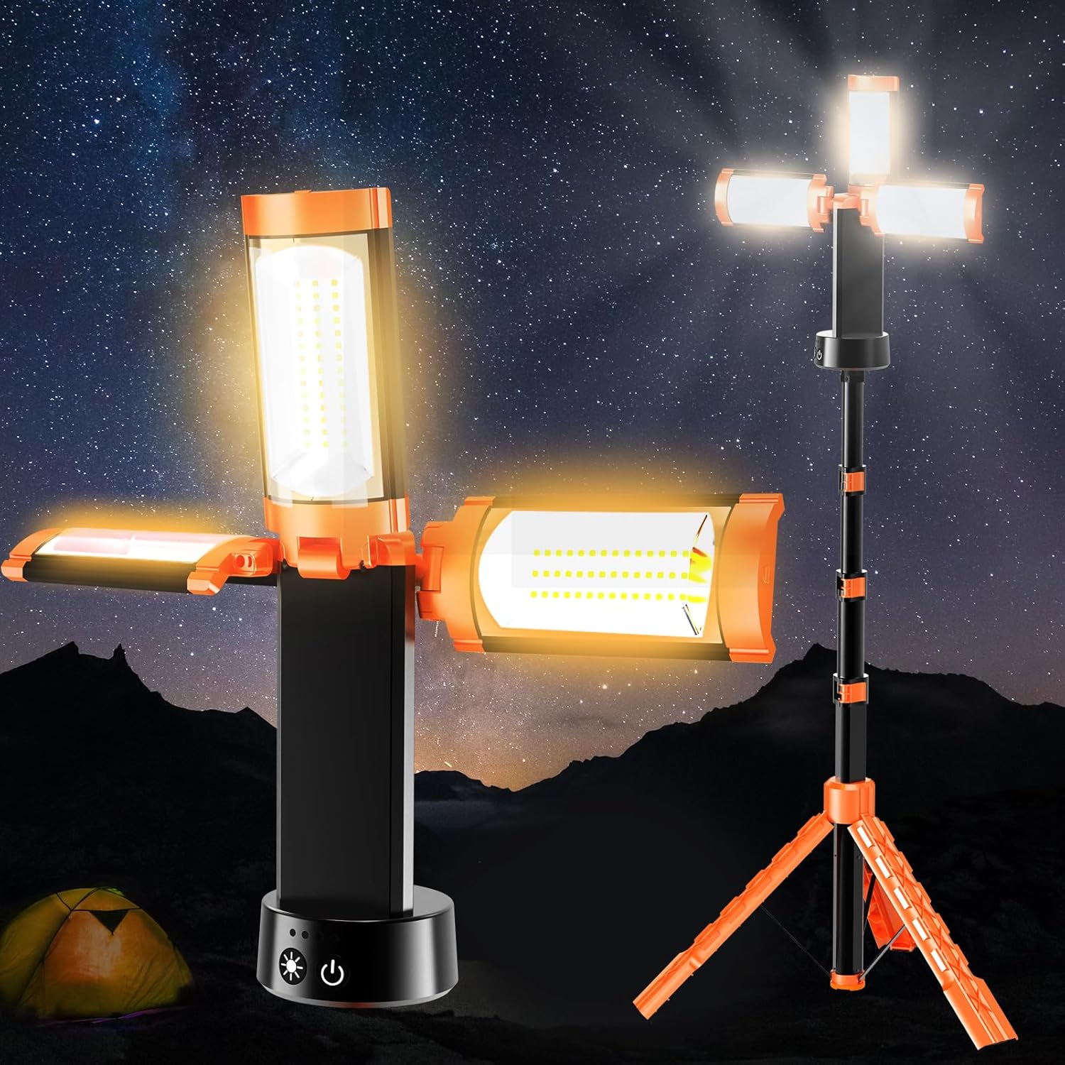 【10000LM超高輝度5H超長時間連続点灯】MORSEN LED投光器 充電式 作業灯 200W 投光器 led 屋外 USB充電式作業灯/ワークライト 12000mAH大容量 3000/4500/