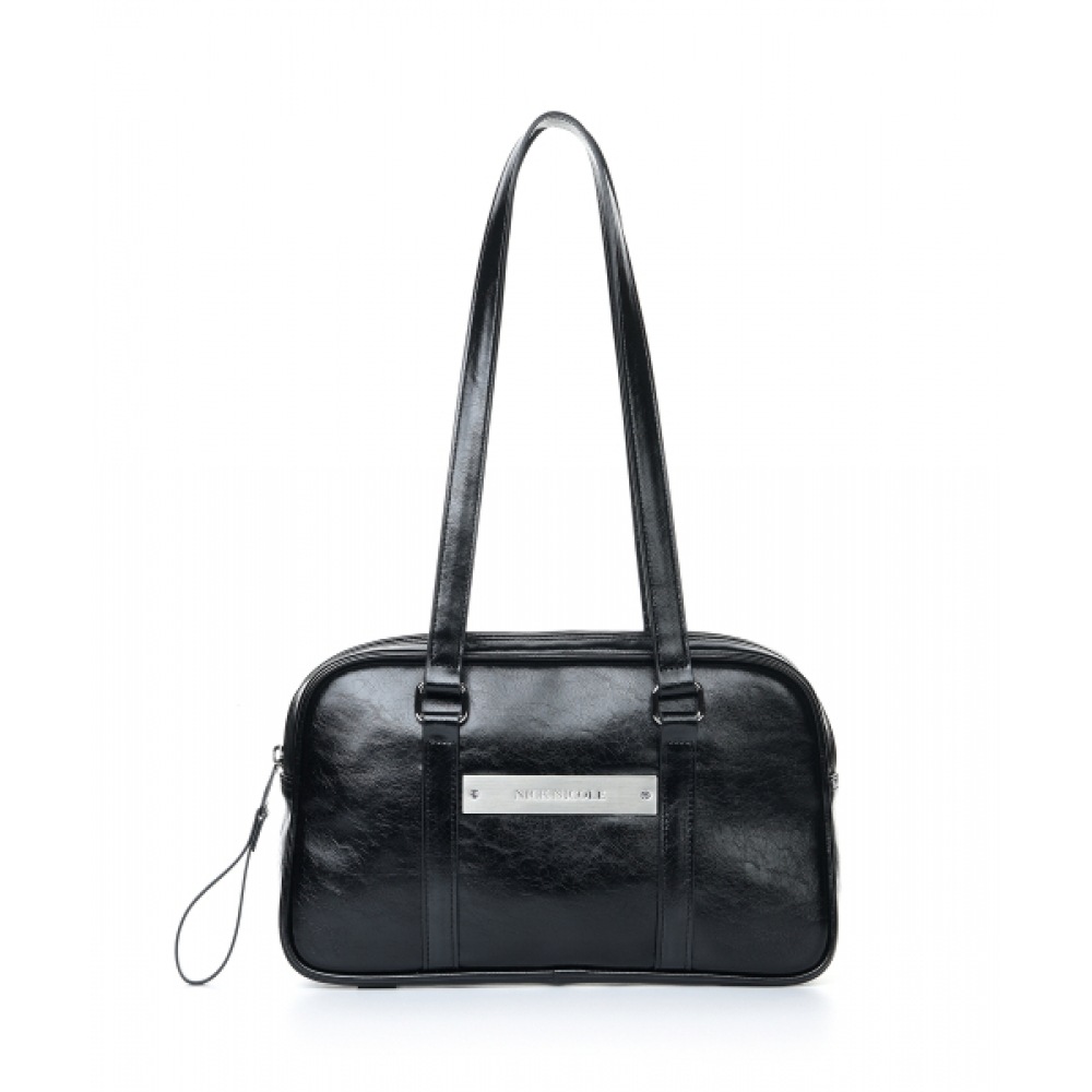 ニック&ニコールクリスタルレザーミニボストンバッグ_ブラック