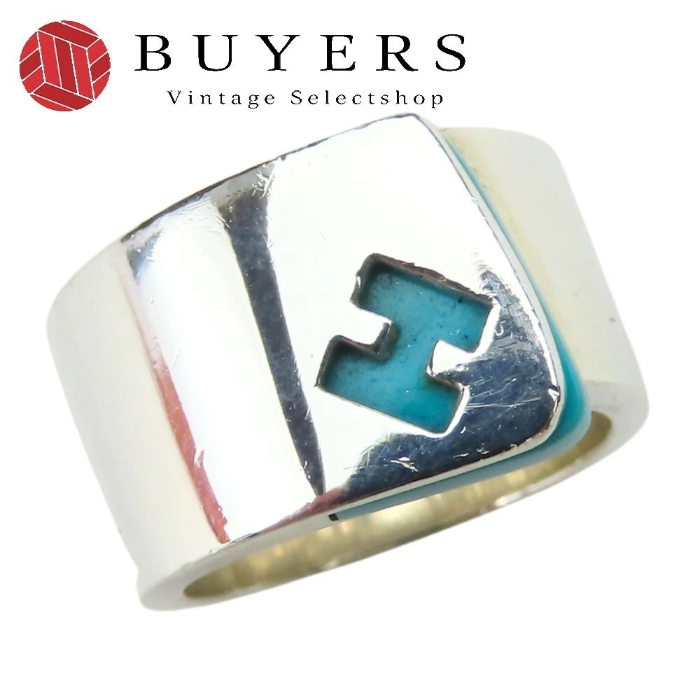 中古 リング・指輪 キャンディ 51 シルバー925 約11.1g シルバー ライトブルー Hロゴ アクセサリー レディース 女性