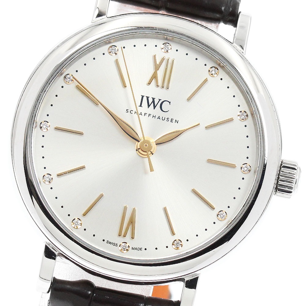 IWC IWC SCHAFFHAUSEN IW357403 ポートフィノ オートマティック 34 12Pダイヤ 自動巻き レディース 保証書付き_955763【中古】
