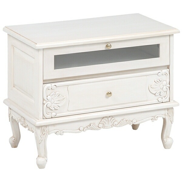 ヴィオレッタシリーズ　リビングボード（アンティークホワイト）　RTV-1756AWエレガントな彫刻とねこ脚アンティーク風の上品なテレビ台ビデオデッキなどの収納もバッチリ