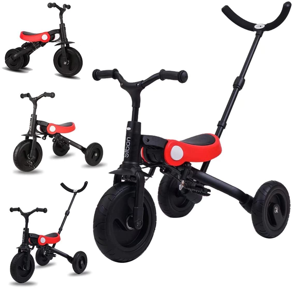 HZDMJ 3in1三輪車 三年 子供用三輪車 折りたたみ 変身バイク 子供用 自転車 押し車 組立簡単 手押し棒付き ベビーカー 軽量コンパクト アウトドア＆室内兼用 長く使用できる 2歳から6歳ま