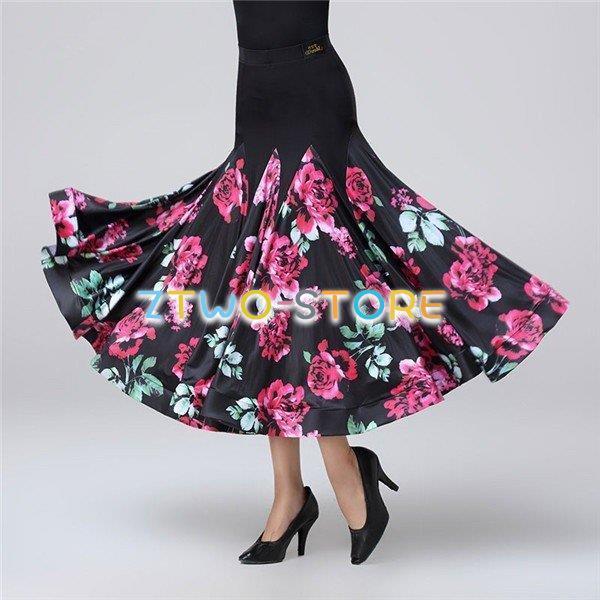新しい子供用ダンスウェア ダンス衣装 スカート 大きく広がる レディース ラテンスカート 花柄 競技ダンス モダン カラオケ 発表会 コーラス タンゴ服 イベント ステージ衣装 2枚購入で2350円O