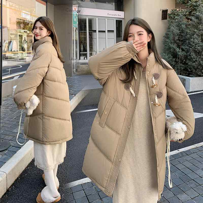 秋服 レディース ファッション オシャレ カワイイ シンプル 大人カワイイ 大きいサイズ ホーンボタン 冬 ミドル丈 スウィート ガール スダウン ダウン コットン ジャケット
