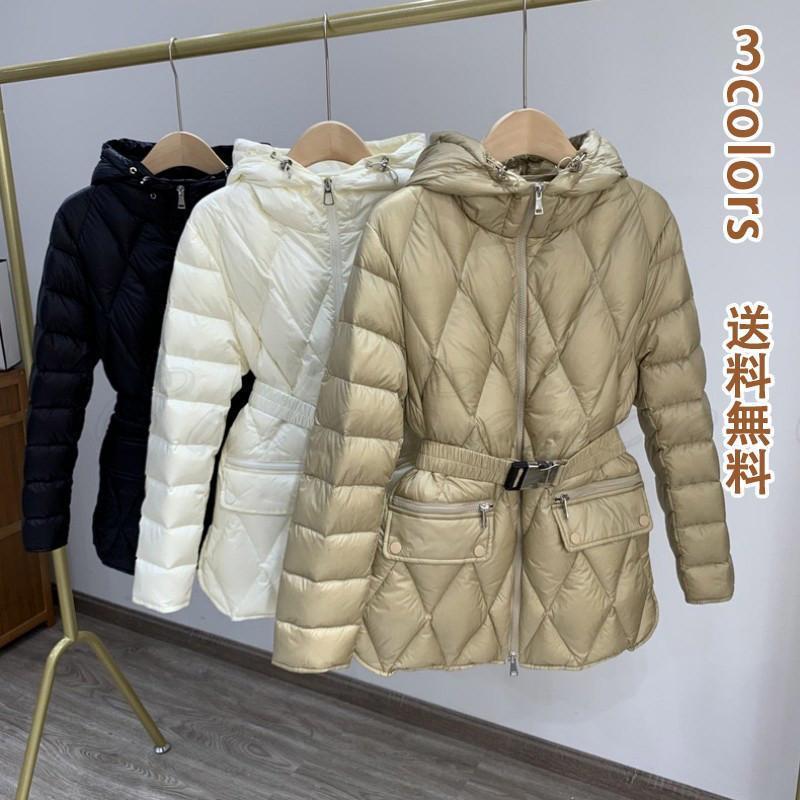 ダウンジャケット レディース 個性的 ファッション デザイン ウエストベスト フード付き きれいめ ダウン90％ 暖かい リゾート 優しい肌触り