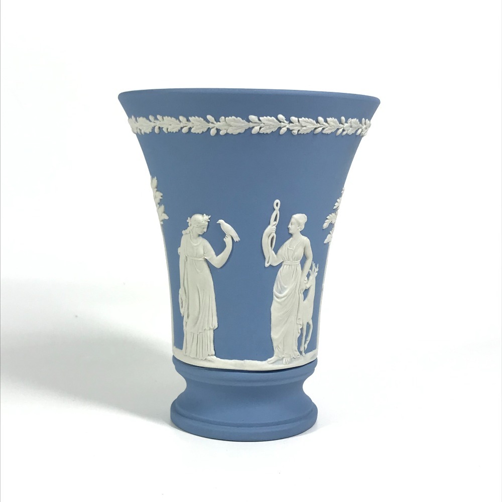 WEDGWOOD ウエッジウッド 花瓶 ロゴ フラワーベース インテリア 陶器 ペールブルー ブルー