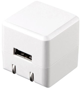 他サイト： サンワサプライ ACA-IP70W キューブ型USB充電器（1A・高耐久タイプ・ホワイト） ACAIP70Wの商品画像