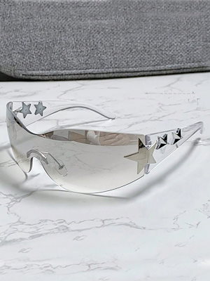 ファッション オーバーサイズ マルチカラーグラス 1ペアスポーティーでスタイリッシュな星空デザインボヘミアンシックなファッショングラス夏のパーティーや旅行ビーチアクセサリーパーティーバレン