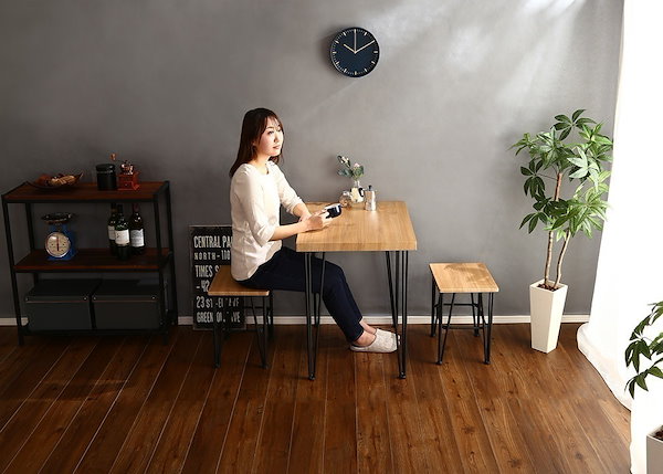 Qoo10] ダイニングテーブルセット 2人用 木目