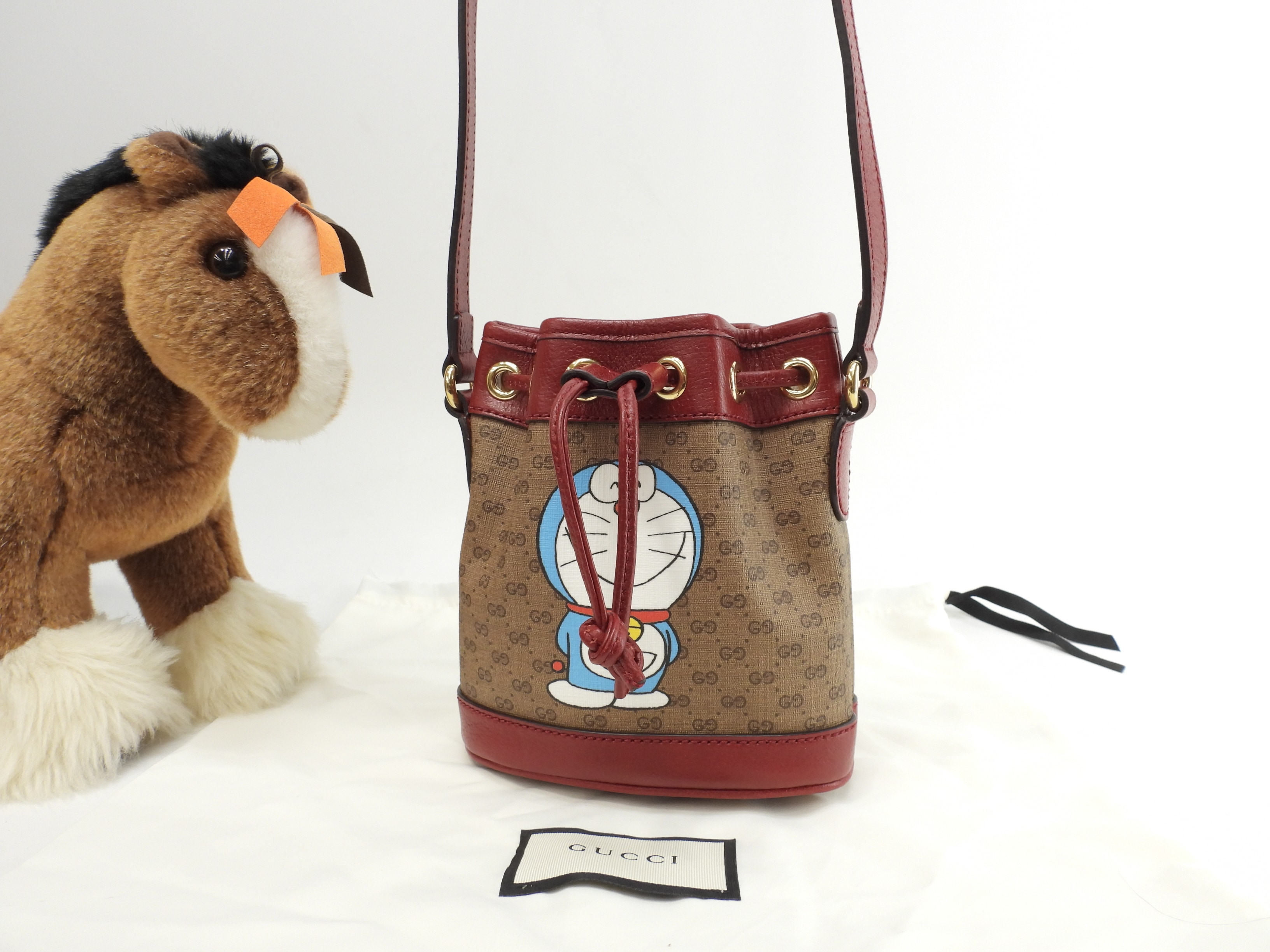 巾着ポシェット ドラえもん マイクロGG茶赤 クロスボディバッグ 未使用@ 3