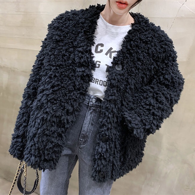 ボアファージャケット ファージャケット ボアファー カーディガン ジャケット ノーカラージャケット コート. アウター レディース 可愛い オシャレ 秋冬 ２カラー D349