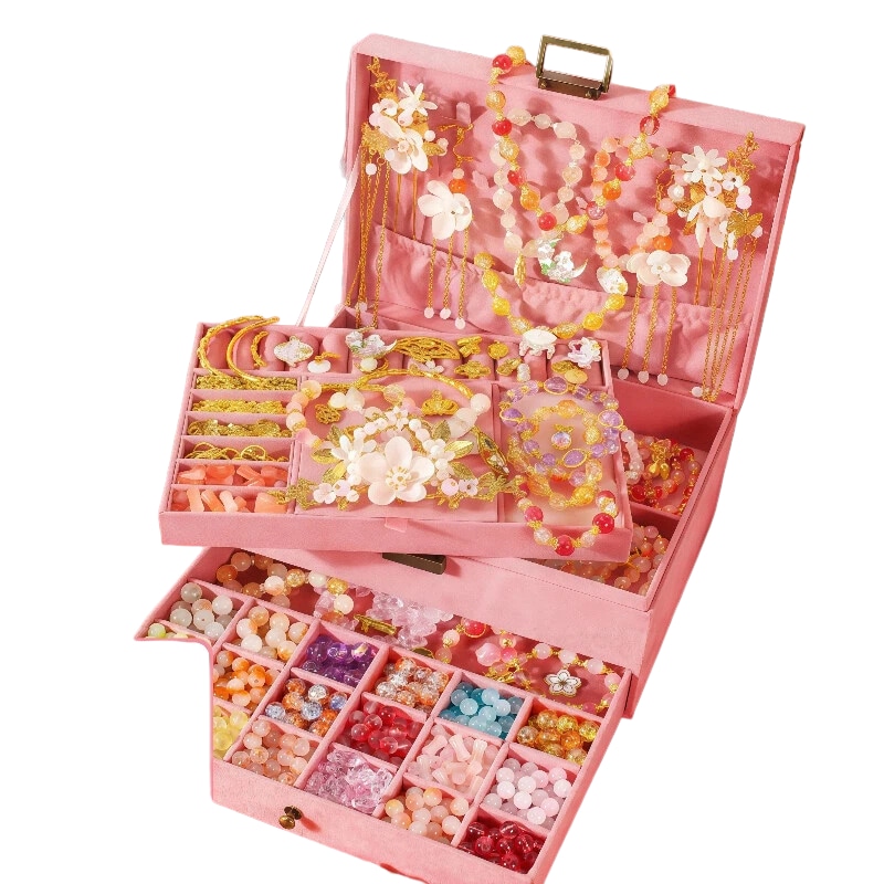 新作 ビーズセット DIY アクセサリー 中華風 簪が作れる 約1350粒 フルセット ハンドメイド 女の子 プレゼント ギフト 入園祝い