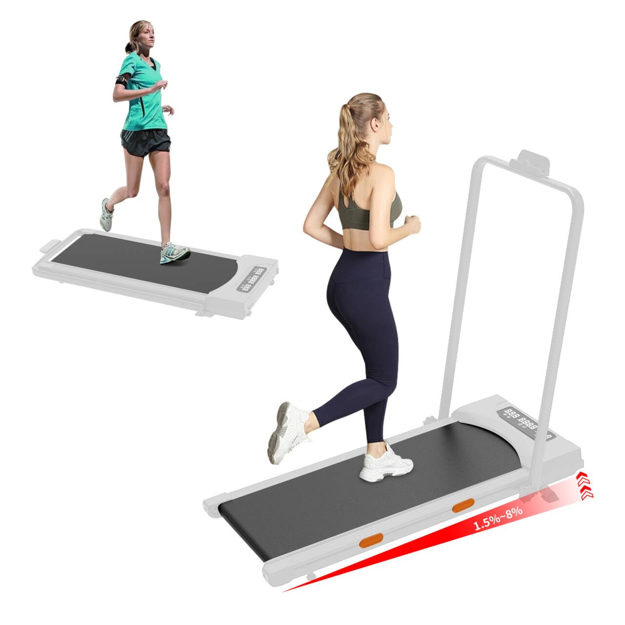 Yumcute ルームランナー 傾斜付き 角度調整 ウォーキングマシン ランニングマシン トレーニングマシン 静音 時速1-10km/h フィットネス ダイエット 家庭用 健康器具 省スペース 収納便