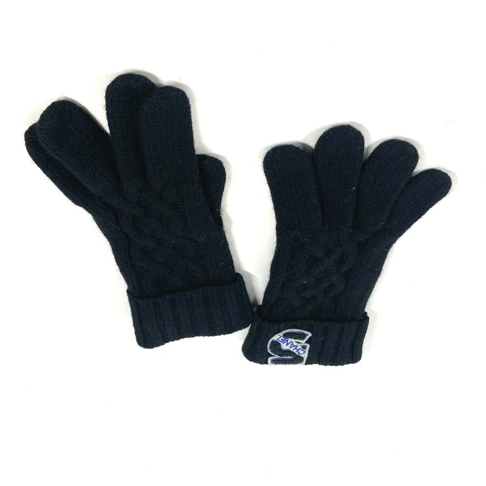 手袋 NO5 ロゴ グローブ アクセサリー カシミヤ ブラック