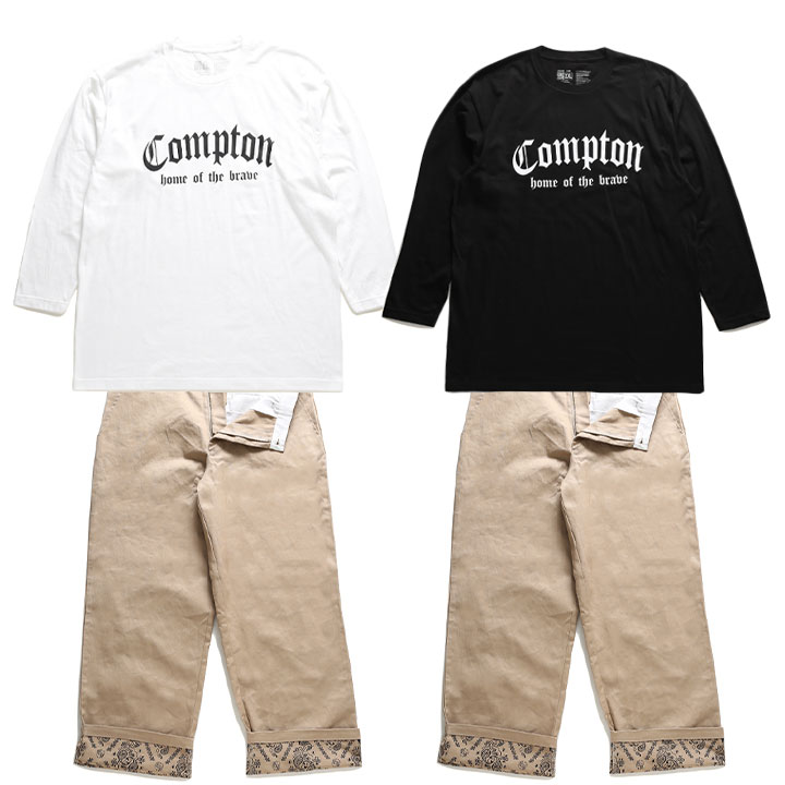 ACE FLAG 上下セット 長袖 ロンT チノパン ロングパンツ セットアップ メンズ 大きいサイズ エースフラッグ Compton コンプトン ペイズリー