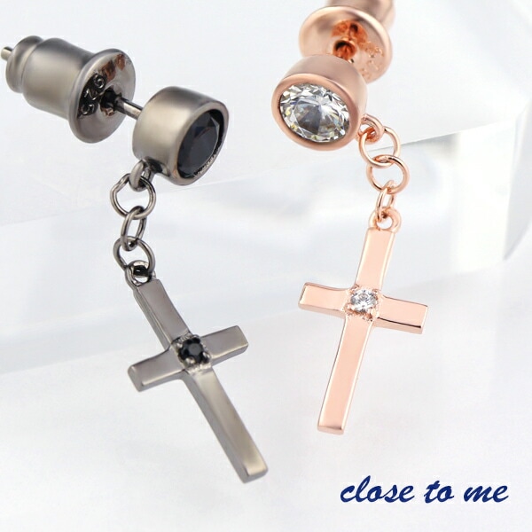 揺れる ラテンクロス ペアピアス (片耳用) シルバー925 ペアアクセサリー ペア クロス