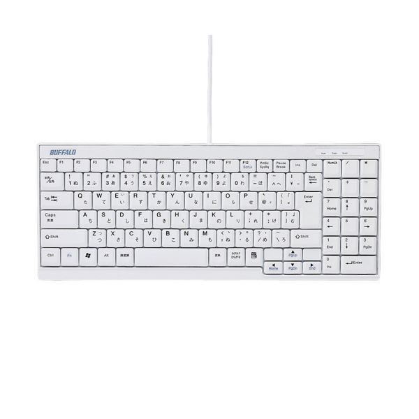 (まとめ) バッファロー USB接続有線スリムキーボード ホワイト BSKBU14WH 1台 (×5セット)