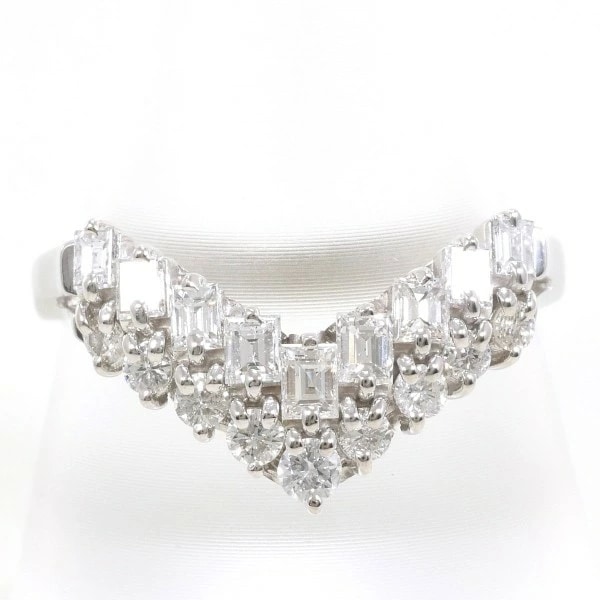 PT900 プラチナ リング 指輪 21号 ダイヤ 1.02 カード鑑別書 ジュエリー 中古