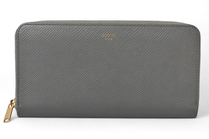 財布 CELINE 長財布/ラージジップ/ファスナー式 カーフスキン グレー 10B553EL.09