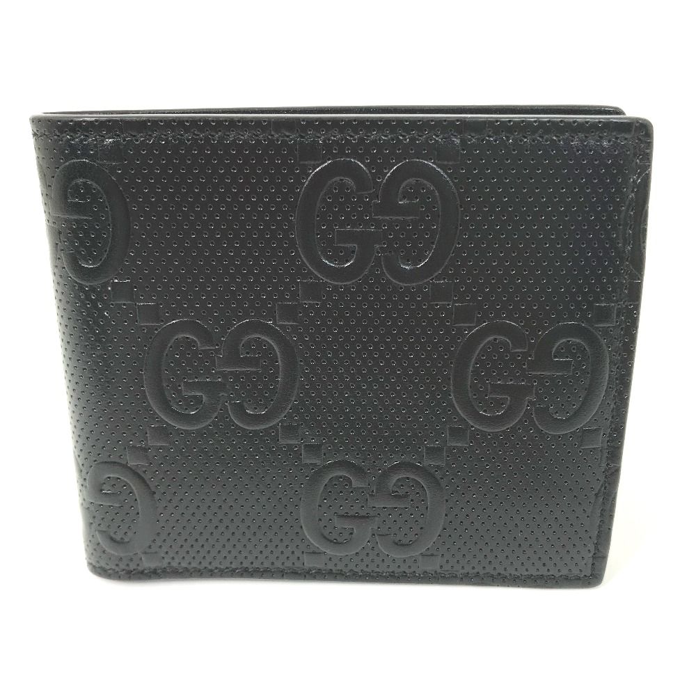 2つ折り財布 625555 GGエンボス コインウォレット コンパクトウォレット レザー ブラック