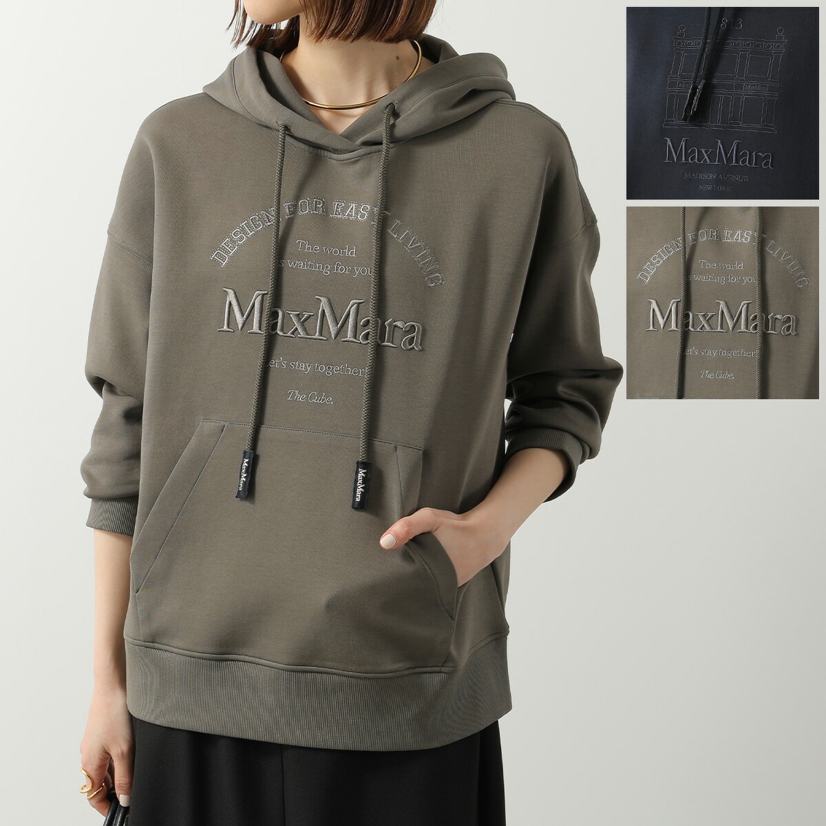 S MAX MARA エス マックスマーラ パーカー ANDREA アンドレア レディース プルオーバー スキューバ ジャージー フーディ 長袖 ロゴ刺 カラー2色
