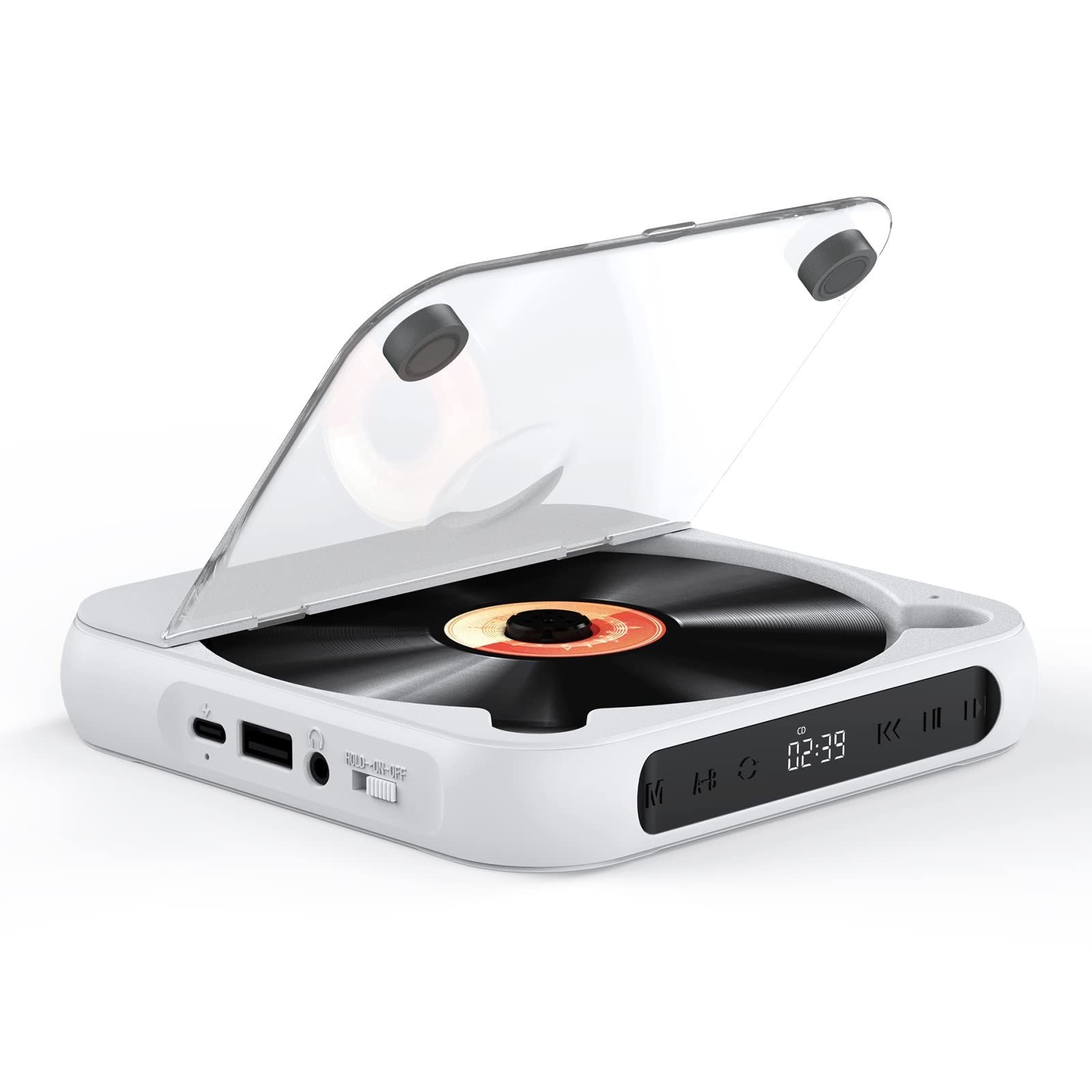 超目玉 「動画あり」CDプレーヤー ポータブル Blue5.3 1200mAh充電池 CDプレイヤー 多機能 CD/USB/Bluetooth/AUXなどに対応 A-Bリピート再生 CDウォークマン