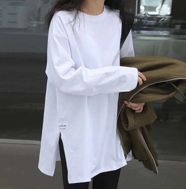 トレーナー Tシャツ トップス 長袖 ロングTシャツ 上着 ゆったりフ レディース1235