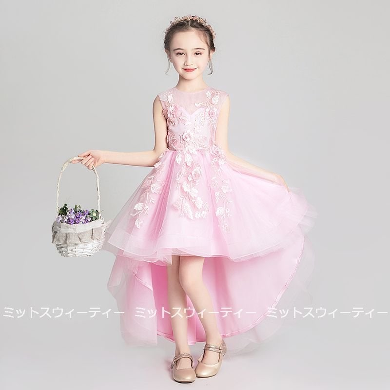 キッズドレス 女の子 子供 フィッシュテールドレス ピアノ発表会 結婚式 子ども フラワーガール リ