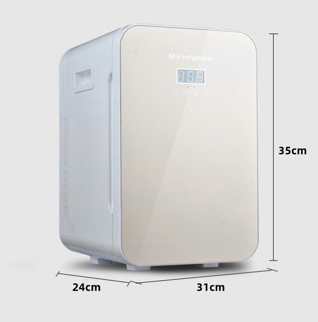 小型カー冷蔵庫 13.5L 大容量 温水および冷水用 デュアルユース 強化アルミニウム合金 冷蔵庫 美容品を保存する