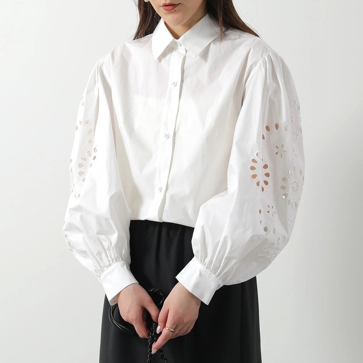 MEIMEIJ メイメイジェイ シャツ M5PCC5 レディース ブラウス カットワーク パンチング コットン ボリュームスリーブ 長袖 791