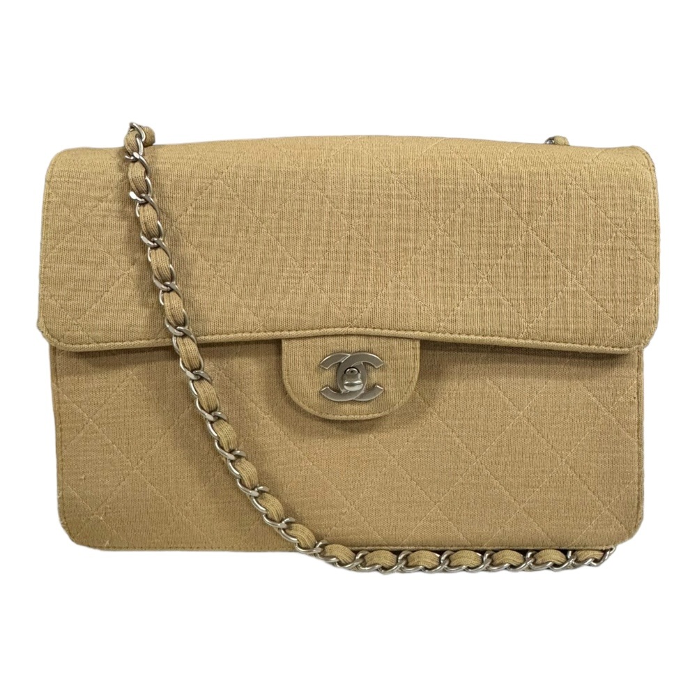 シャネル マトラッセ ショルダーバッグ コットン ベージュ CHANEL 中古
