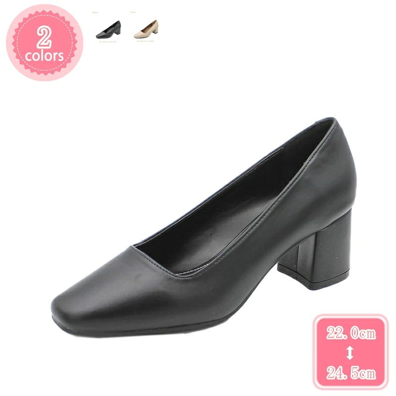 1000円OFFクーポン レディースパンプス スクエアトゥ ローヒール 太ヒール 歩きやすい ファッション 大きいサイズ 小さいサイズ 疲れにくい おしゃれ カジュアル シンプル 5cmヒール 通学