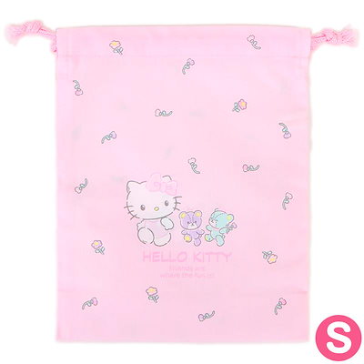 他サイト： ハローキティ マチ付き巾着 巾着袋 S コップ袋 日本製 お花 子供 子ども キッズ 入園 入学 サンリオ sanrio キャラクターの商品画像