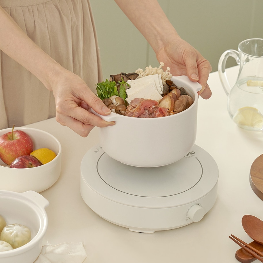 調理器具 大人気 IH土鍋 1.1L 一人食 1-2人 蒸し器付き きれいな土鍋 韓国インテリア