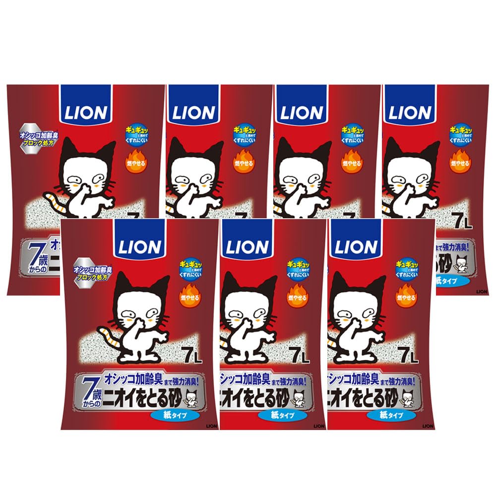 ライオン ニオイをとる砂 猫砂 紙タイプ 7歳以上猫用 7L×7袋 ケース販売 LIONPET