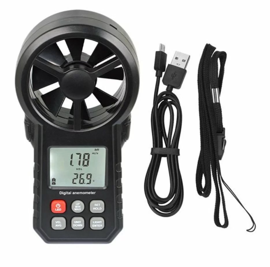 メーカー保証 データロガー風速計 風量計 温度計 湿度計 リアルタイム測定結果パソコンへ PCソフト付 照明用LEDランプ付 日本語取説付 風力計 アネモメーター 高性能 デジタル風力計 4種類データ