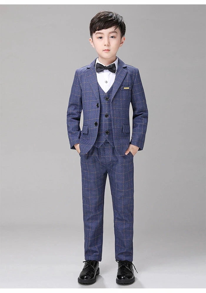 お得5点セット 子供スーツ チェック柄 フォーマルスーツ 七五三 発表会 演奏会 入学式 卒業式 入園式 スーツ こどもスーツキッズ 子供 スーツ 男の子スーツ キッズ ジュニア ベビースーツ 誕生日