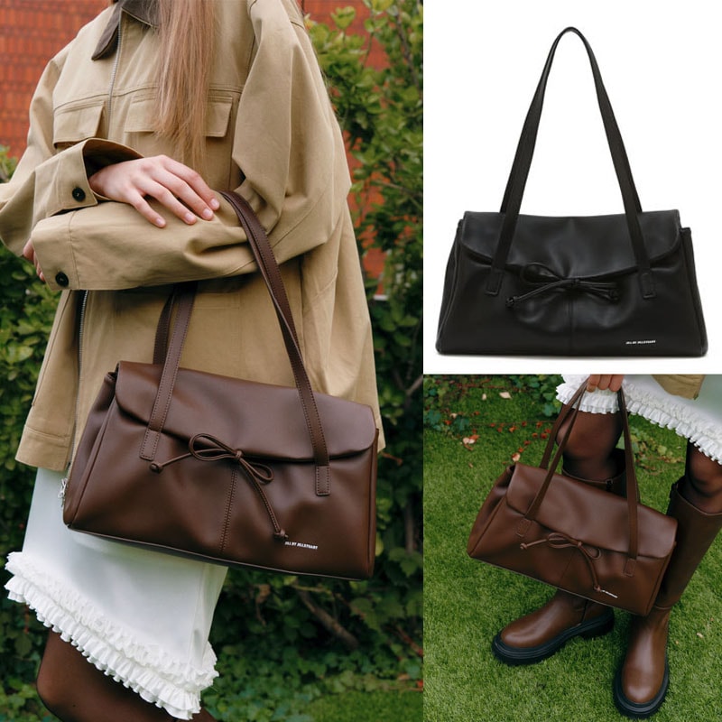[Bella] リボンショルダーバッグ - 2カラー / black / brown / JLBA5F071BK / JLBA5F072W2