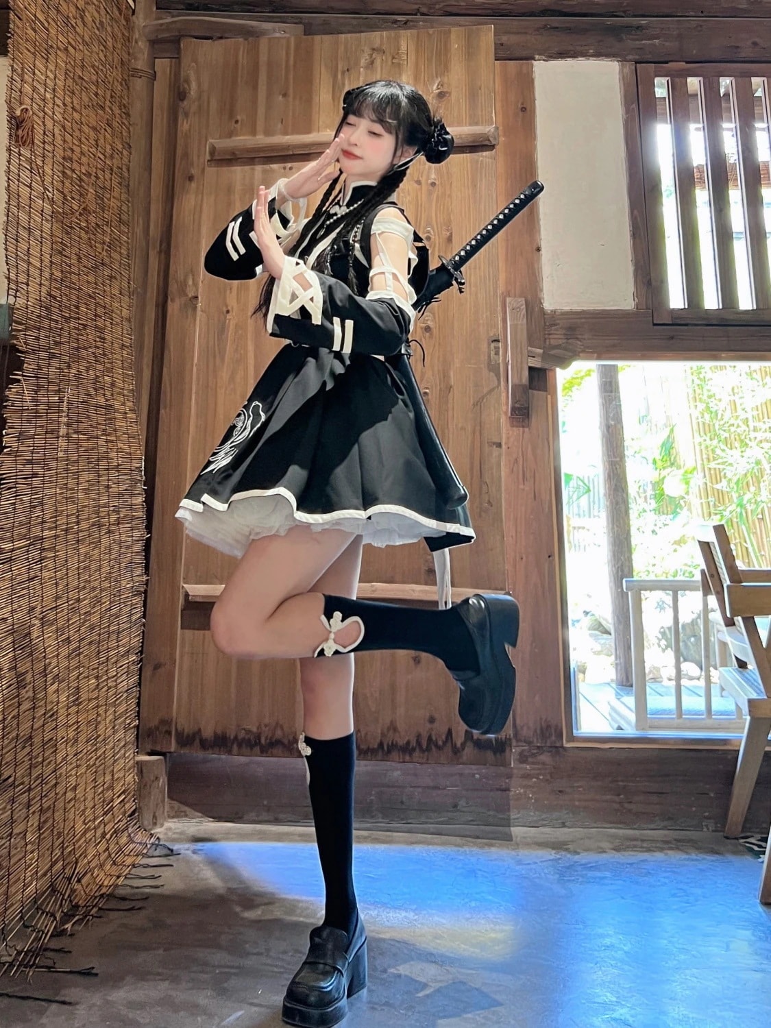デザイン新風魚座恋ドレス長袖国民風ロリータスカート