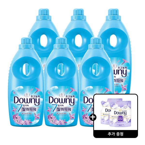 다우니 탈취파워 섬유유연제 레몬그라스와 라일락 1L 6개 / 다우니 블루